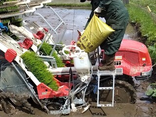 側条施肥の充填作業時