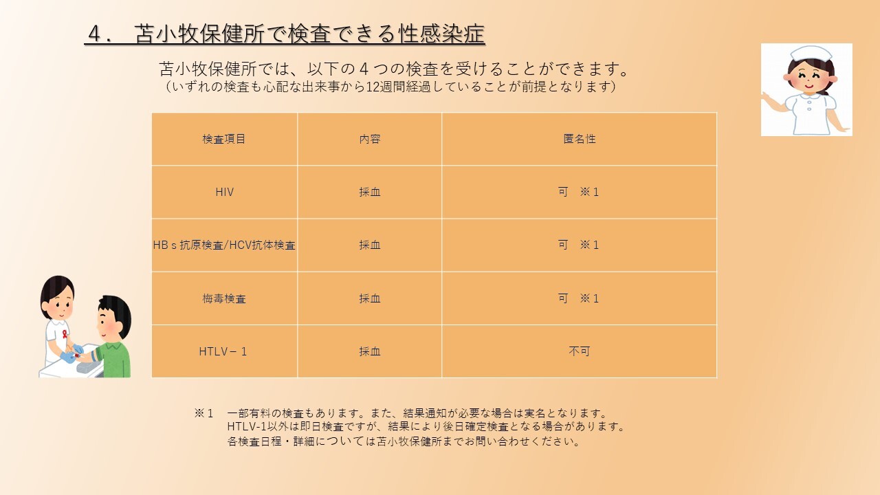 苫小牧保健所で検査できる性感染症