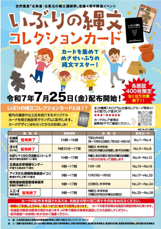 いぶりの縄文コレクションカードチラシ（配布終了施設を反映）
