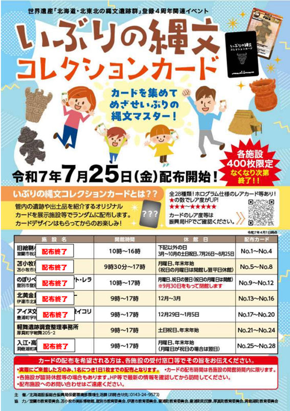 いぶりの縄文コレクションカードチラシ（配布終了施設を反映）